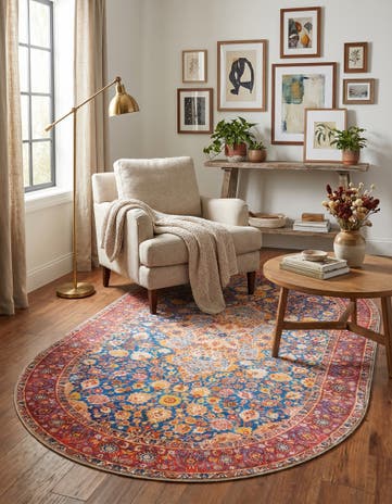 5' x 8' Washable Timeless Oval Rug