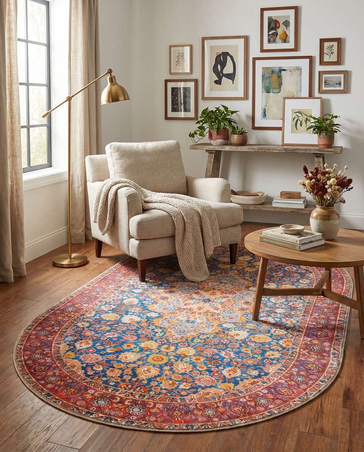 5' x 8' Washable Timeless Oval Rug