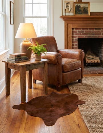 2' 2 x 2' 11 Cowhide Leather Rug