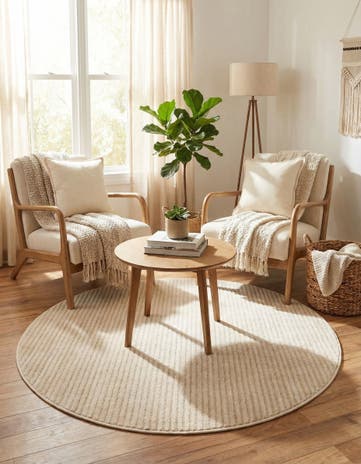 Ivory Contour Round Rug