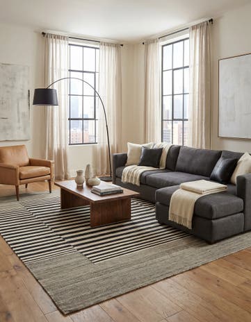 6' x 7' 7 Hand Woven Kilim Modern Wool Square Rug
