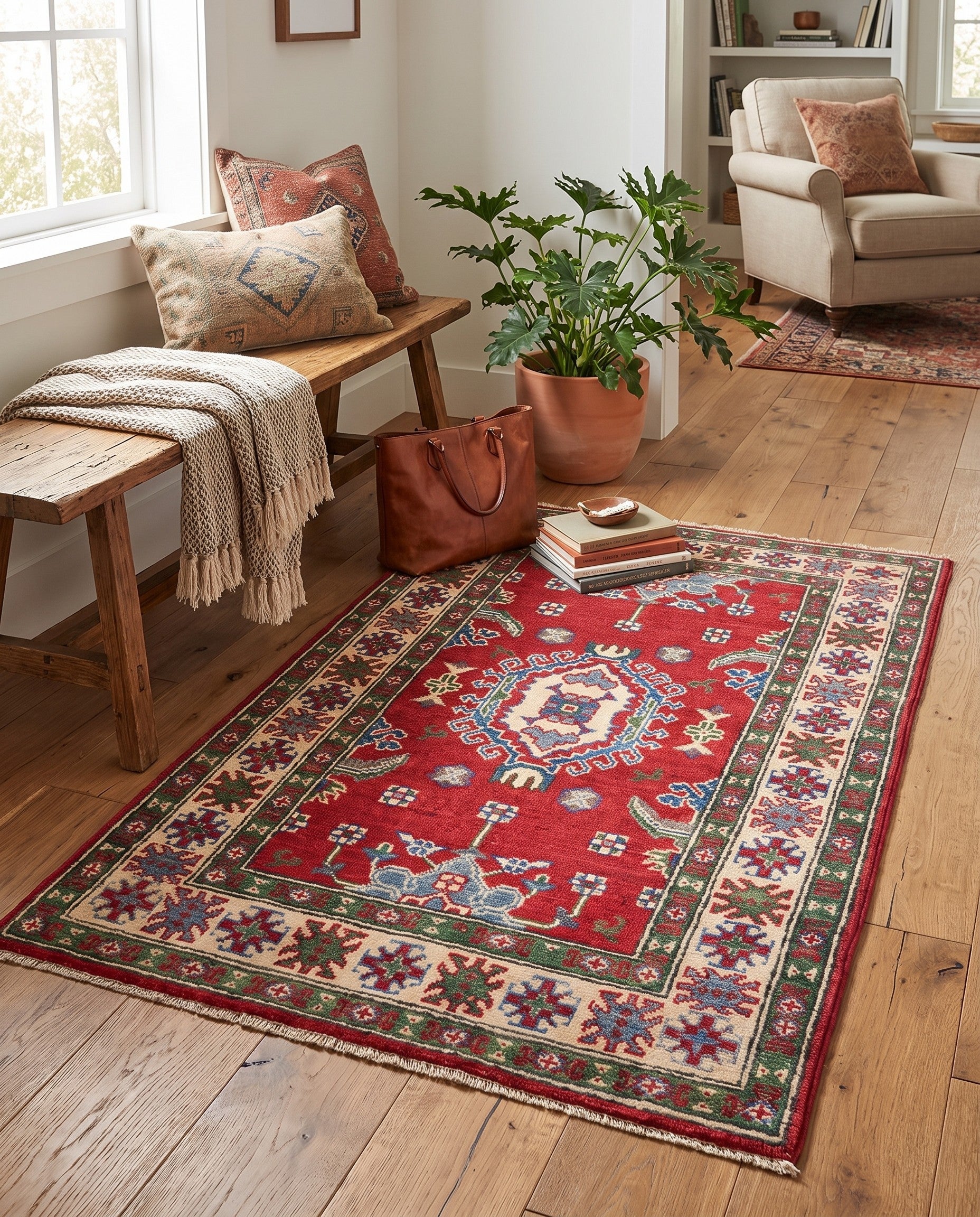 2' 7 x 4' 1 Hand Knotted Kazak Rug