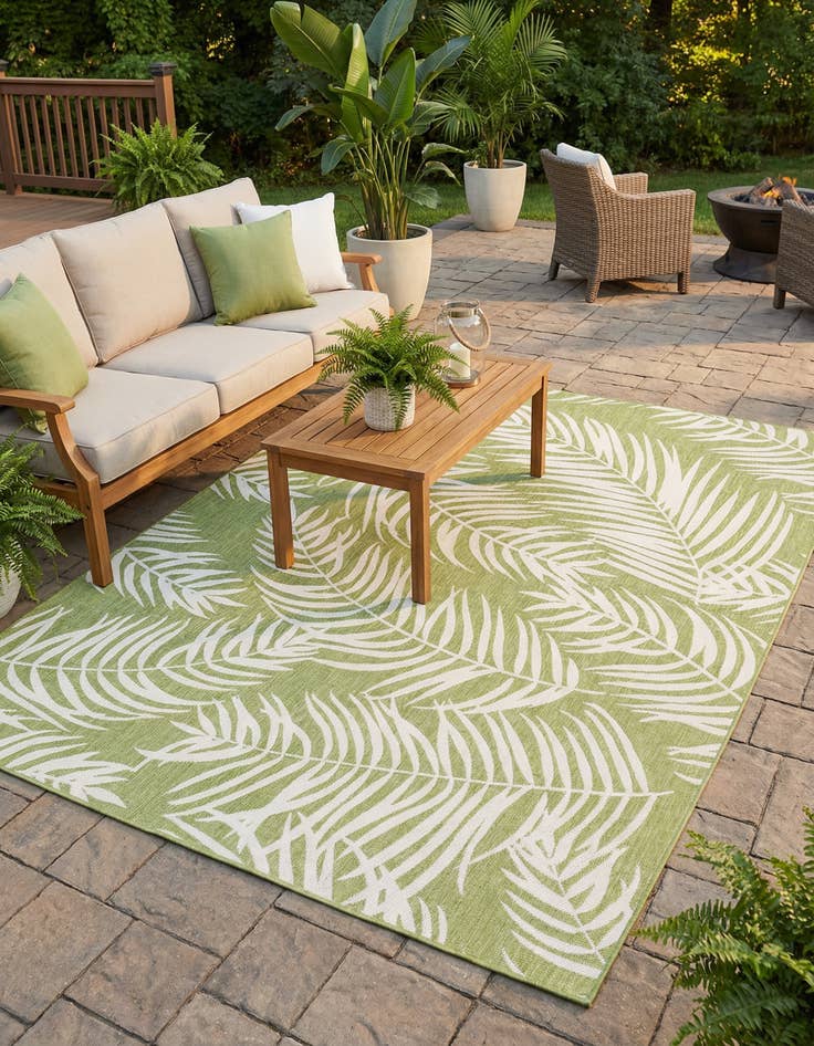 Detail image of 9' x 12' Easy-Clean Botanical Indoor / Outdoor Rug