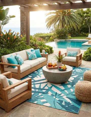 10' x 14' 2 Easy-Clean Botanical Indoor / Outdoor Rug
