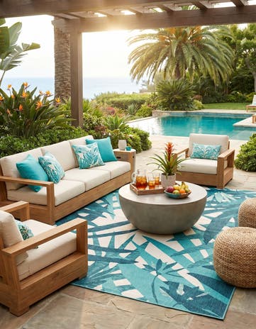 10' x 14' 2 Easy-Clean Botanical Indoor / Outdoor Rug