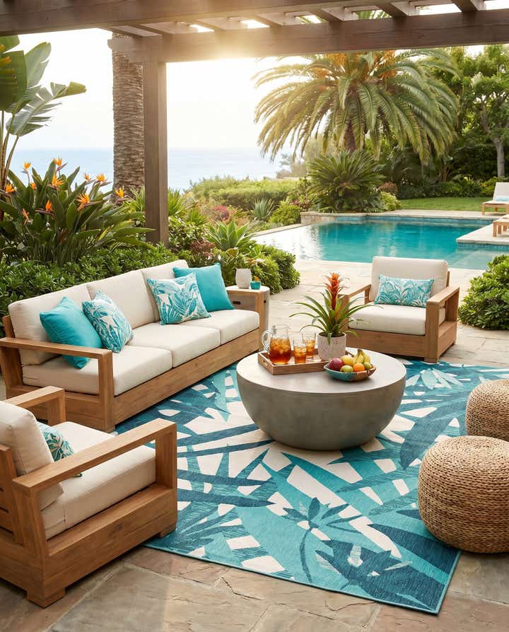10' x 14' 2 Easy-Clean Botanical Indoor / Outdoor Rug