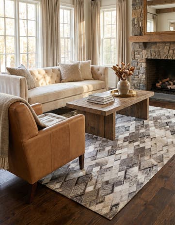 3' 10 x 6' 1 Cowhide Leather Rug