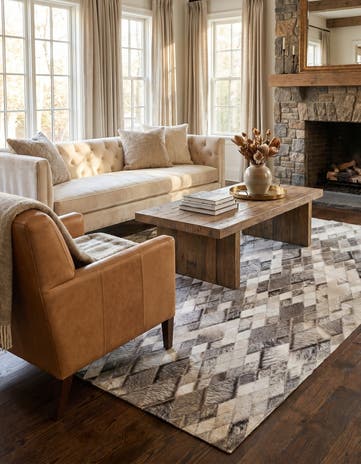 3' 10 x 6' 1 Cowhide Leather Rug