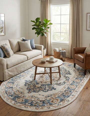 Cream Oxford Oval Rug