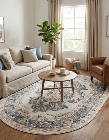 Cream Oxford Oval Rug