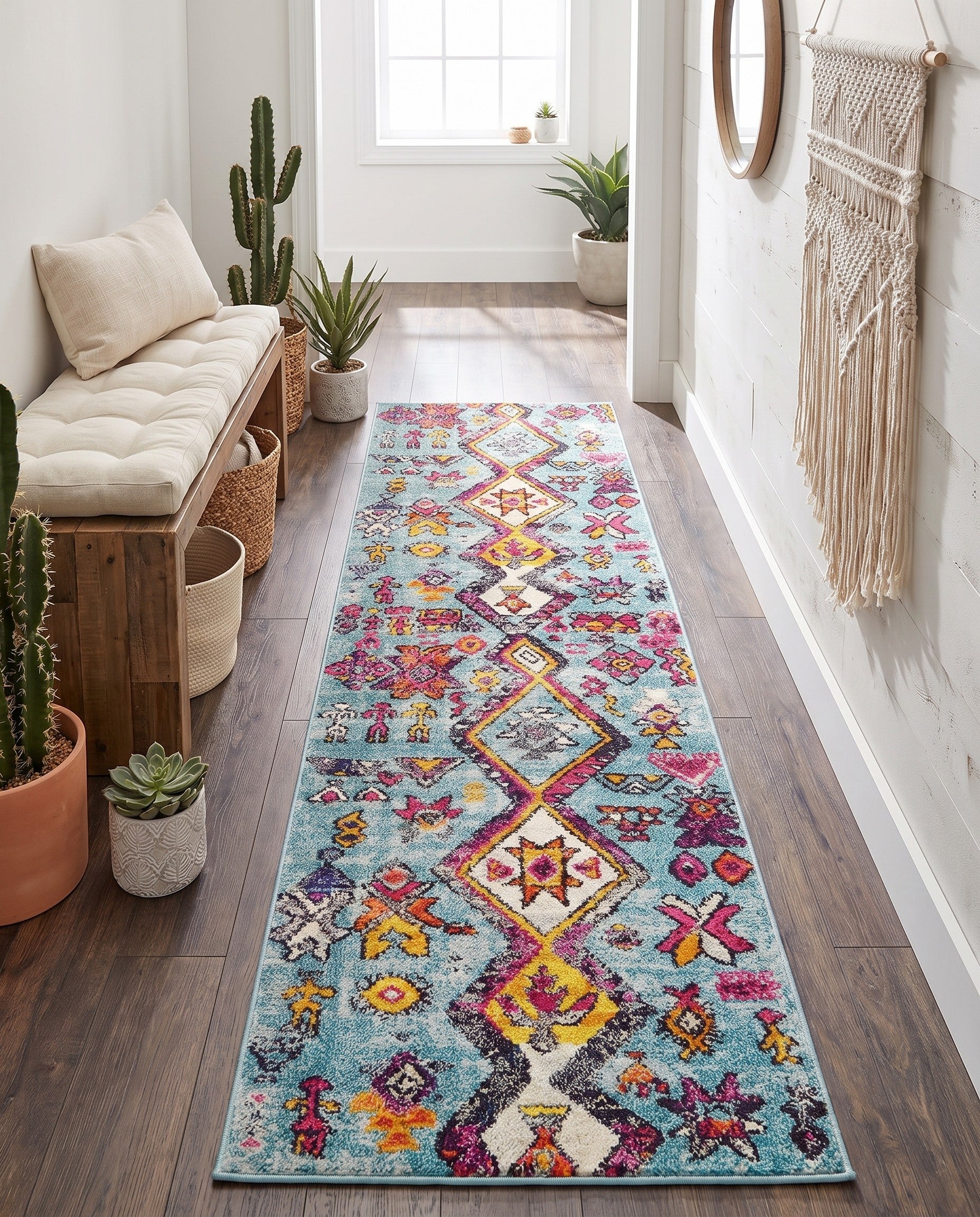 2' 7 x 10' Washable Santa Fe Runner Rug