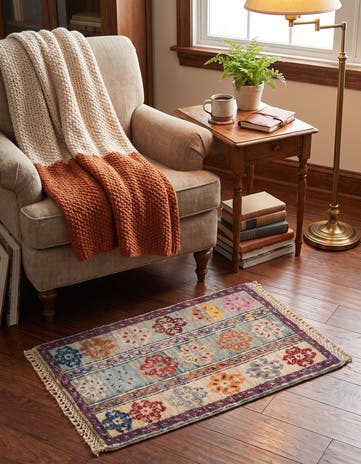1' 4 x 2' Hand Knotted Ziegler Rug