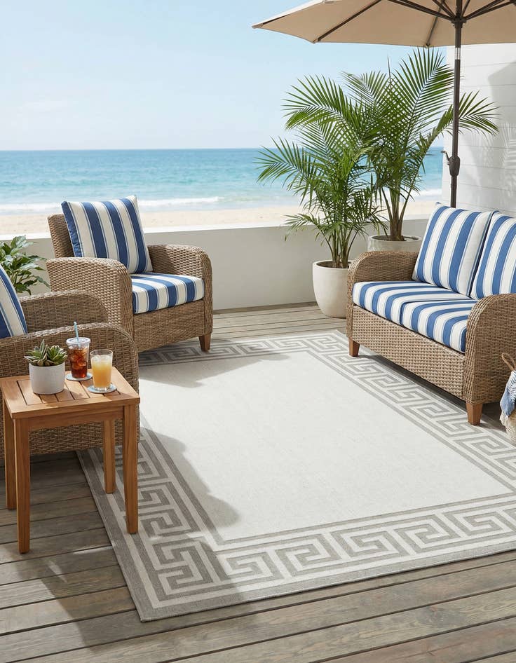 Detail image of 5' 3 x 8' Washable Coastal Indoor / Outdoor Rug