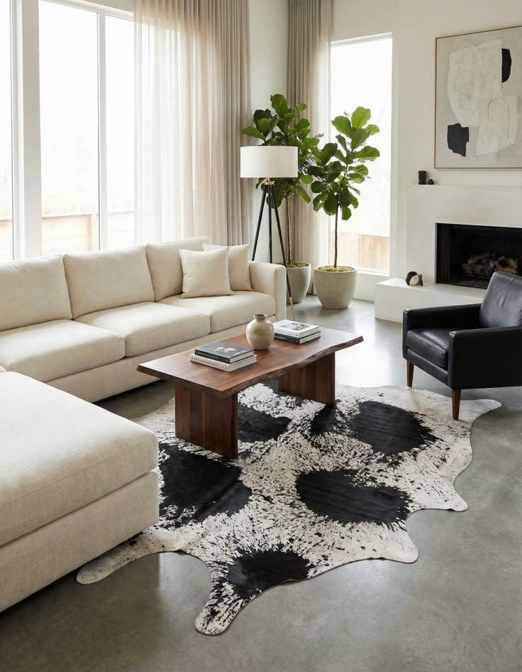 Detail image of 7' 4 x 8' Cowhide Leather Rug