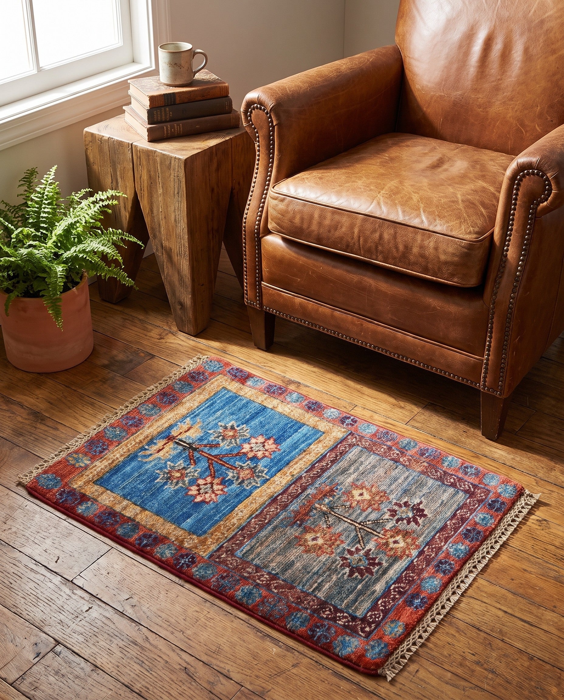 1' 4 x 2' Hand Knotted Ziegler Rug