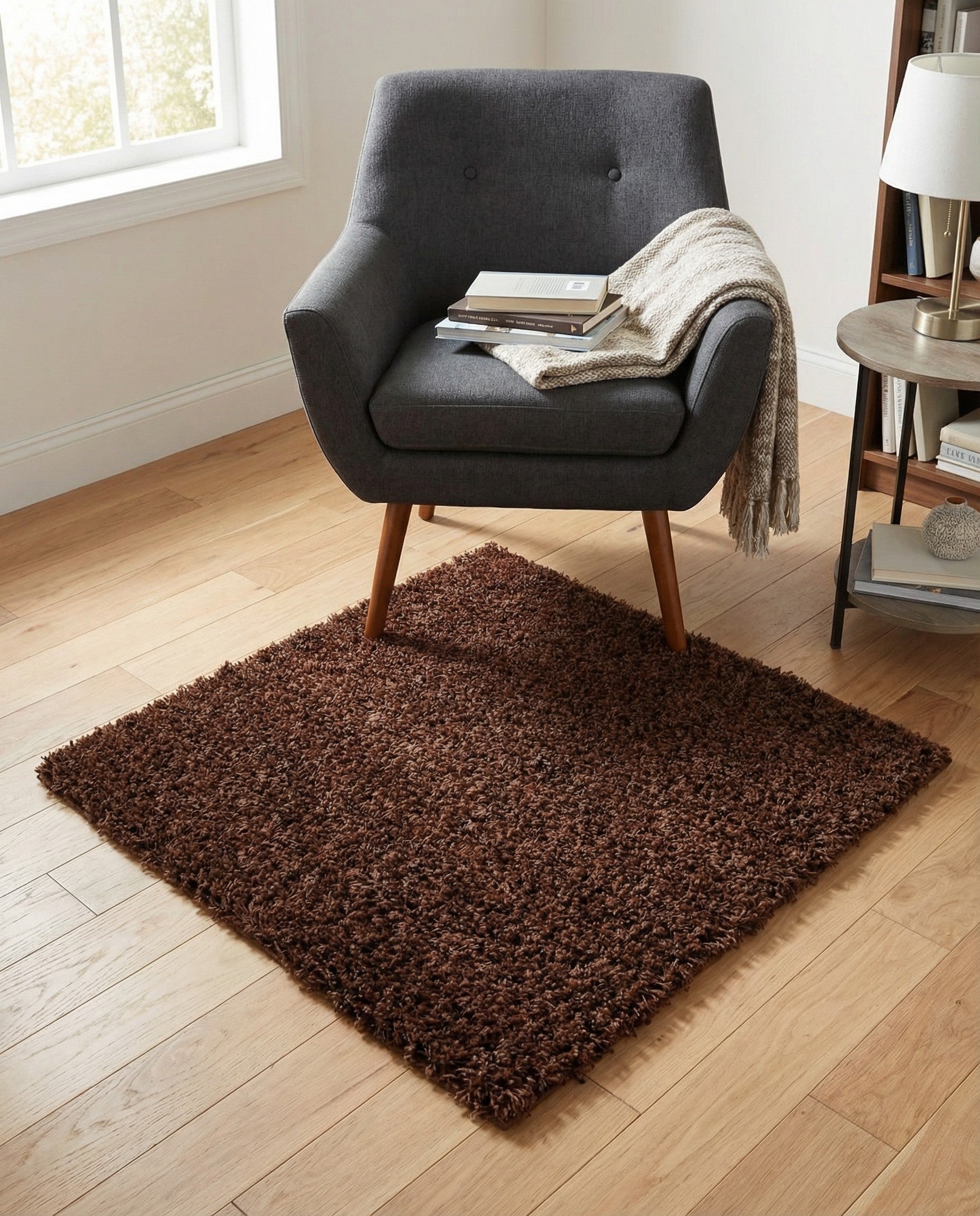 3' x 3' Solid Shag Square Rug