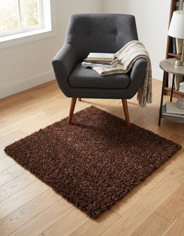 3' x 3' Solid Shag Square Rug