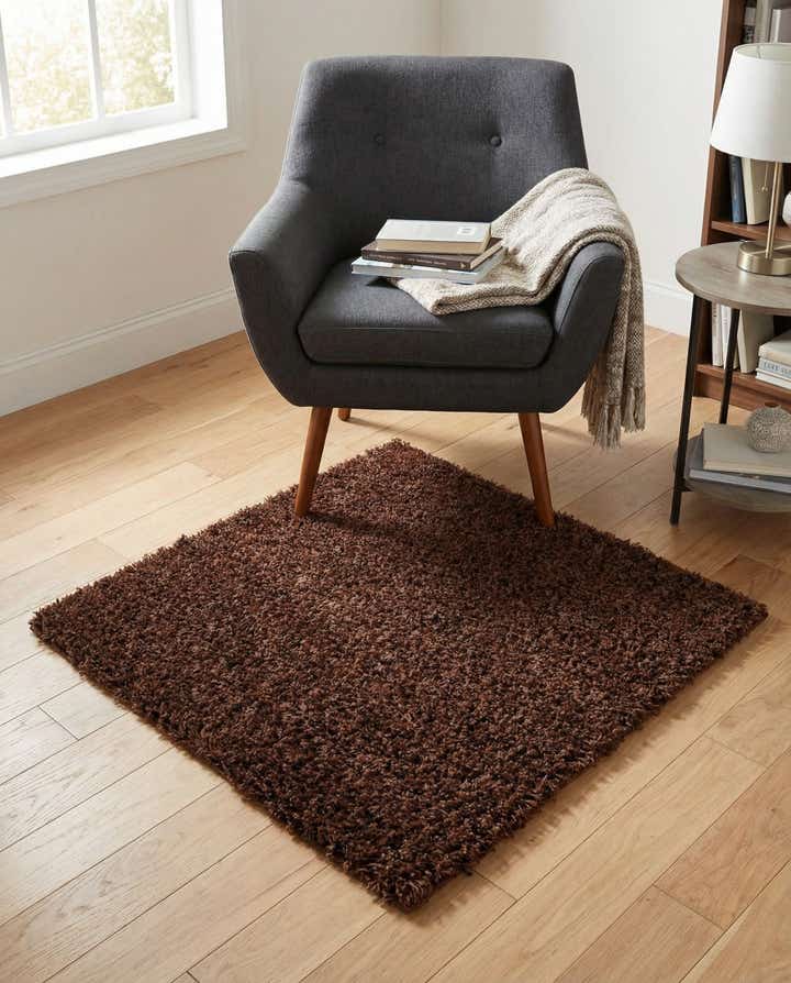 3' x 3' Solid Shag Square Rug