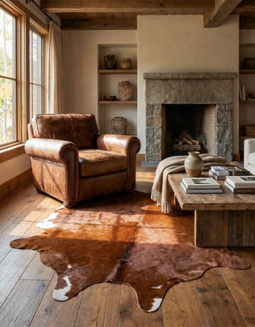 5' x 6' Cowhide Leather Rug