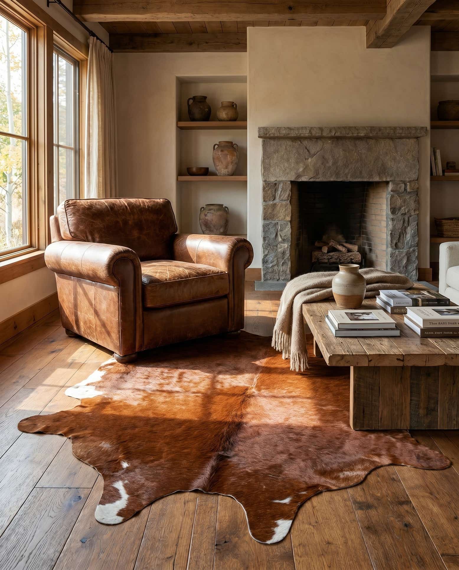 5' x 6' Cowhide Leather Rug