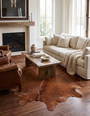 6' 2 x 6' 8 Cowhide Leather Square Rug