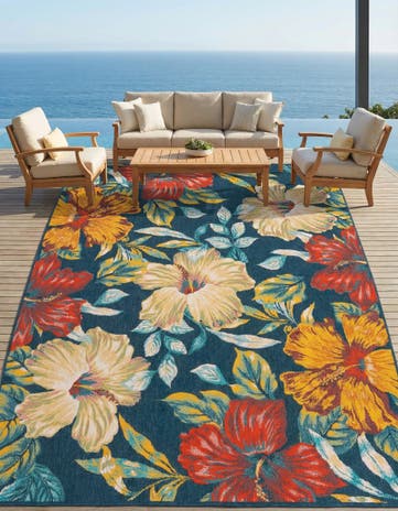 9' x 12' Easy-Clean Coastal Indoor / Outdoor Rug