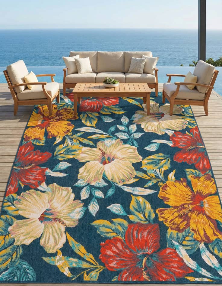 Detail image of 9' x 12' Washable Coastal Indoor / Outdoor Rug