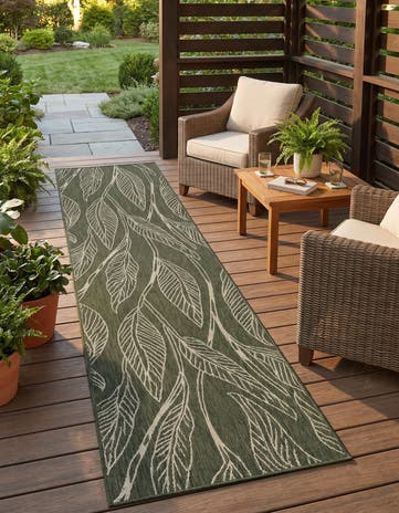 80cm x 365cm Easy-Clean Botanical Indoor / Outdoor Runner Rug