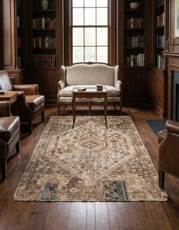 4' 4 x 6' 3 Hand Knotted Ultra Vintage Persian Wool Rug