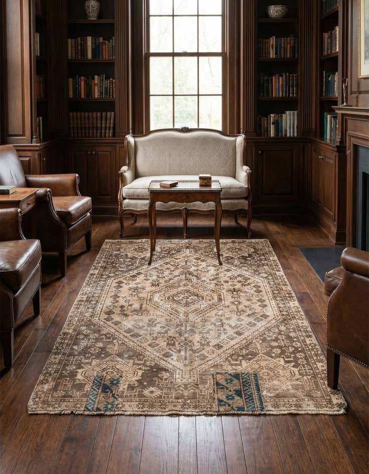 Detail image of 4' 4 x 6' 3 Hand Knotted Ultra Vintage Persian Wool Rug