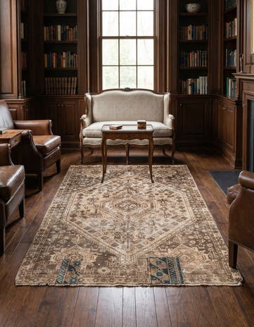 4' 4 x 6' 3 Hand Knotted Ultra Vintage Persian Wool Rug