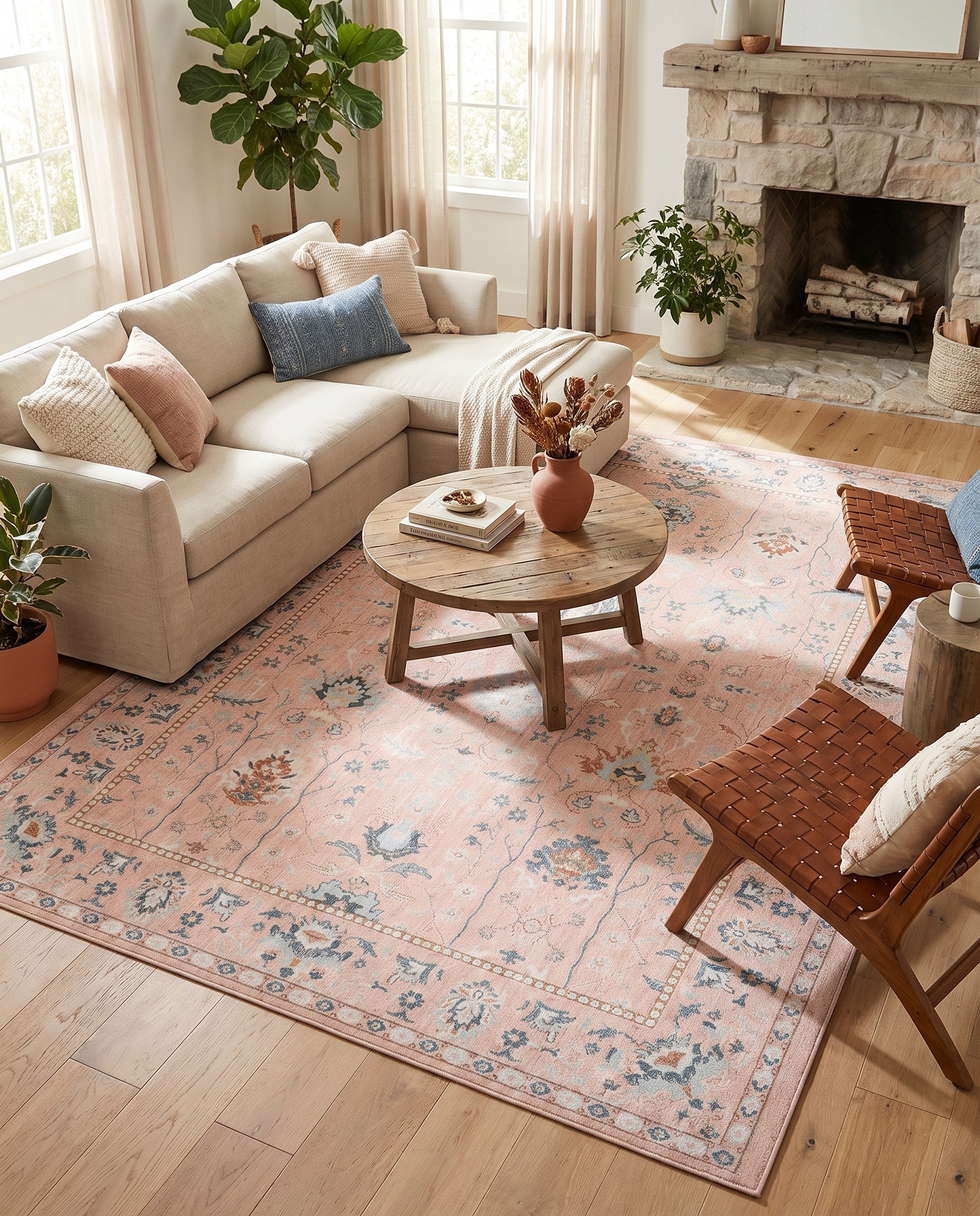 Rose Pink Kamala Washable Rug
