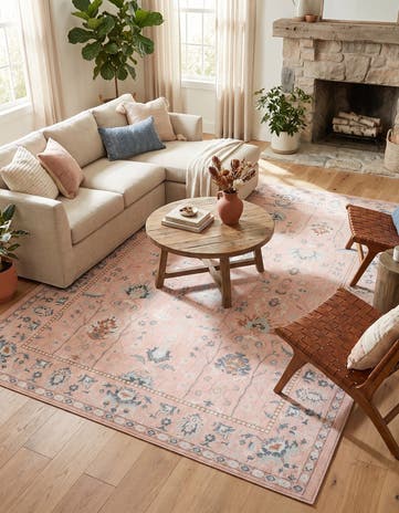Rose Pink Kamala Washable Rug