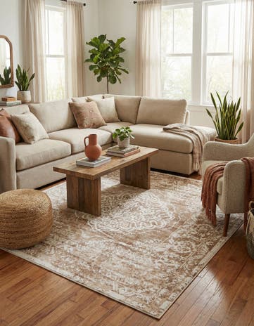 Beige Oxford Square Rug