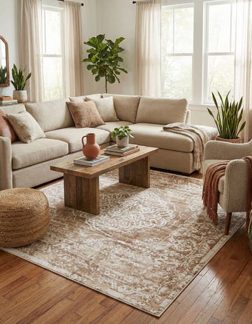 Beige Oxford Square Rug