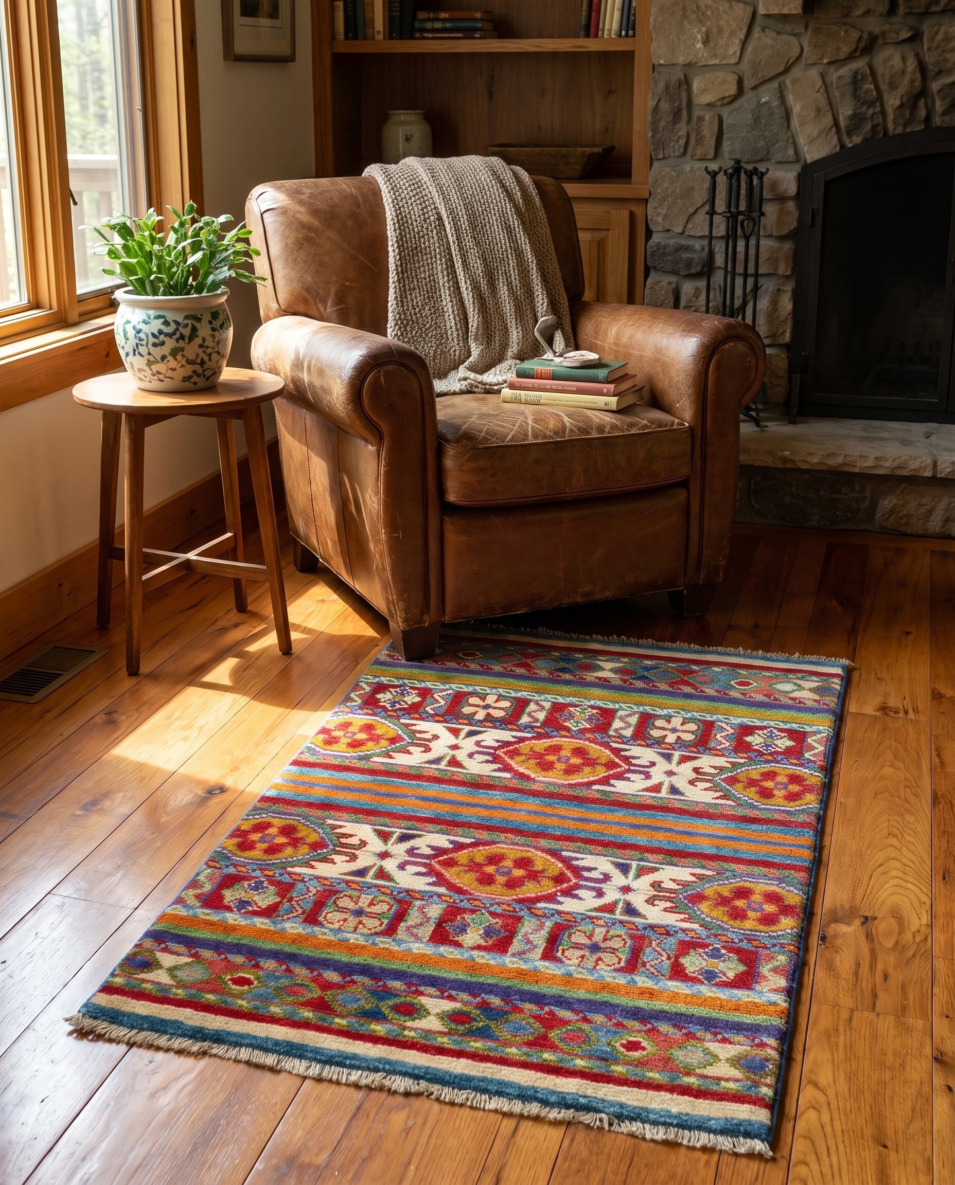 1' 11 x 3' Hand Knotted Kazak Rug