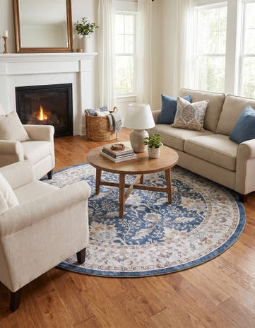 5' 1 x 5' 1 Washable Timeless Round Rug