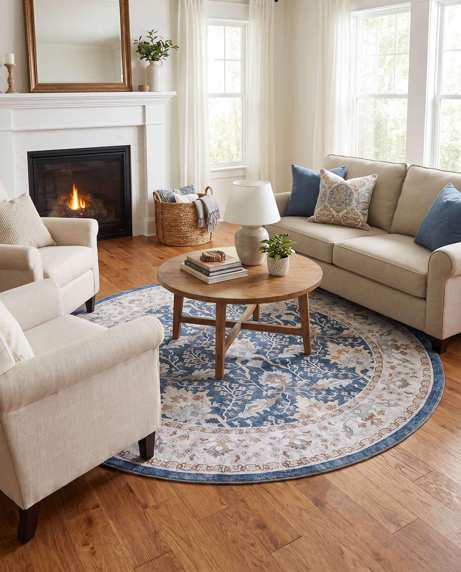 5' 1 x 5' 1 Washable Timeless Round Rug
