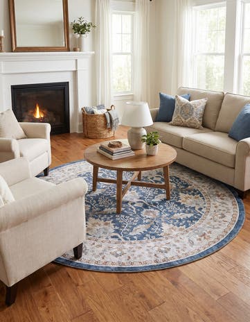 5' 1 x 5' 1 Washable Timeless Round Rug