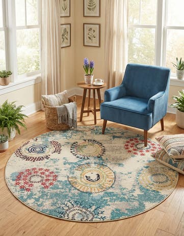 Beige Washable Hyacinth Round Rug