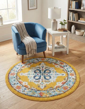 Yellow Parker Round Rug