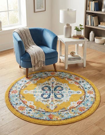 Yellow Parker Round Rug