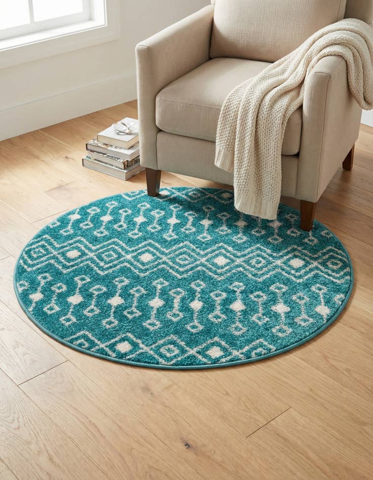 Detail image of 3' 3 x 3' 3 Moroccan Trellis Round Rug