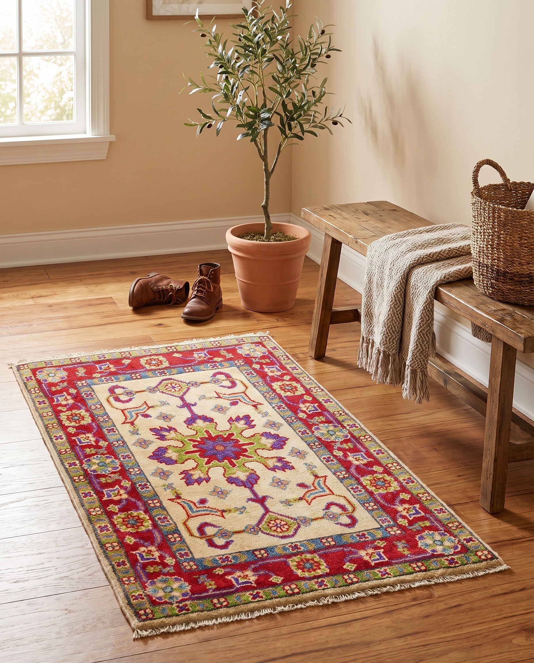 1' 10 x 3' Hand Knotted Kazak Rug