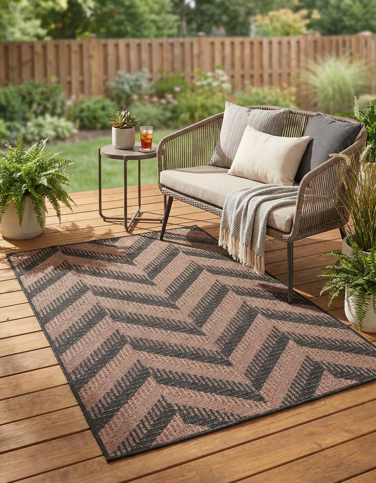 Detail image of 3' 3 x 5' Washable Modern Indoor / Outdoor Rug