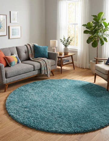 6' x 6' Soft Solid Shag Round Rug