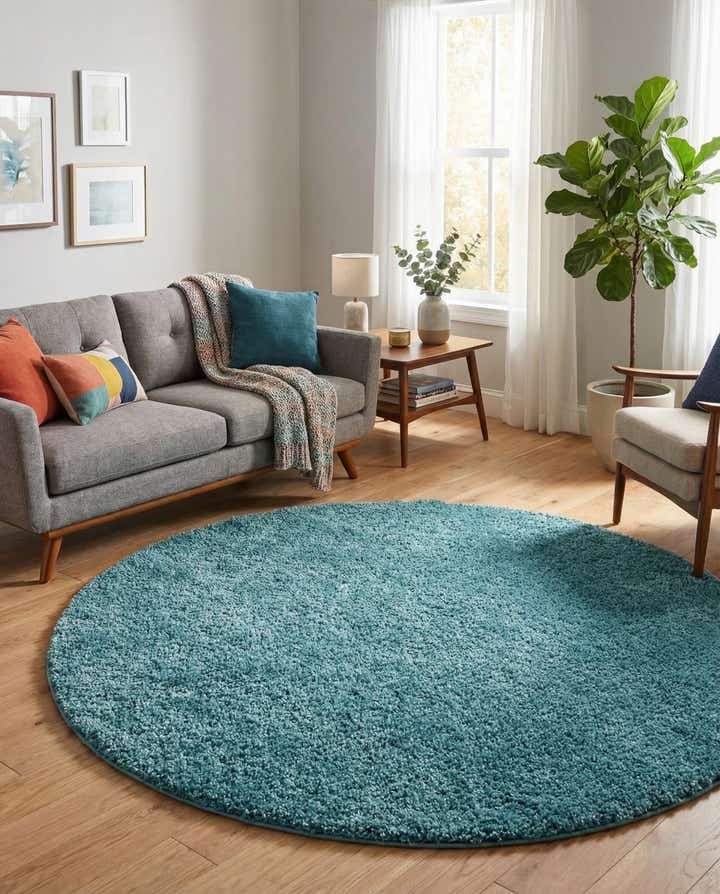 6' x 6' Soft Solid Shag Round Rug