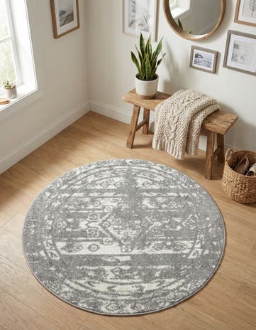 Gray and Ivory Lennon Round Rug
