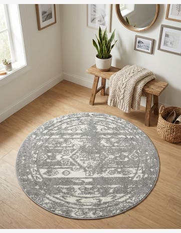 Gray and Ivory Lennon Round Rug
