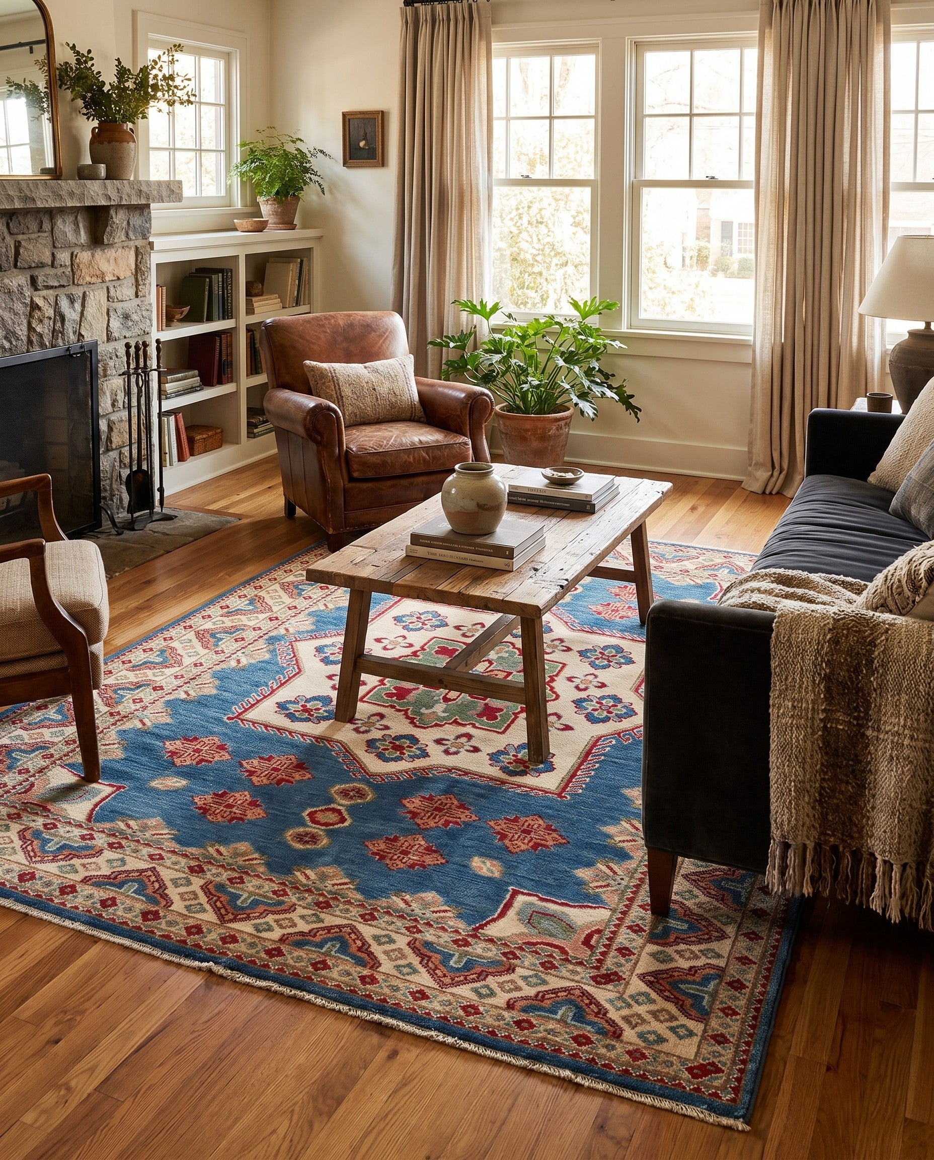 4' 9 x 6' 4 Hand Knotted Kazak Rug